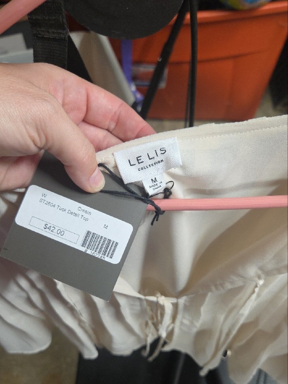 Le Lis Cream Sleeveless Pleated Tie-Front Blouse - Picture 2 of 3